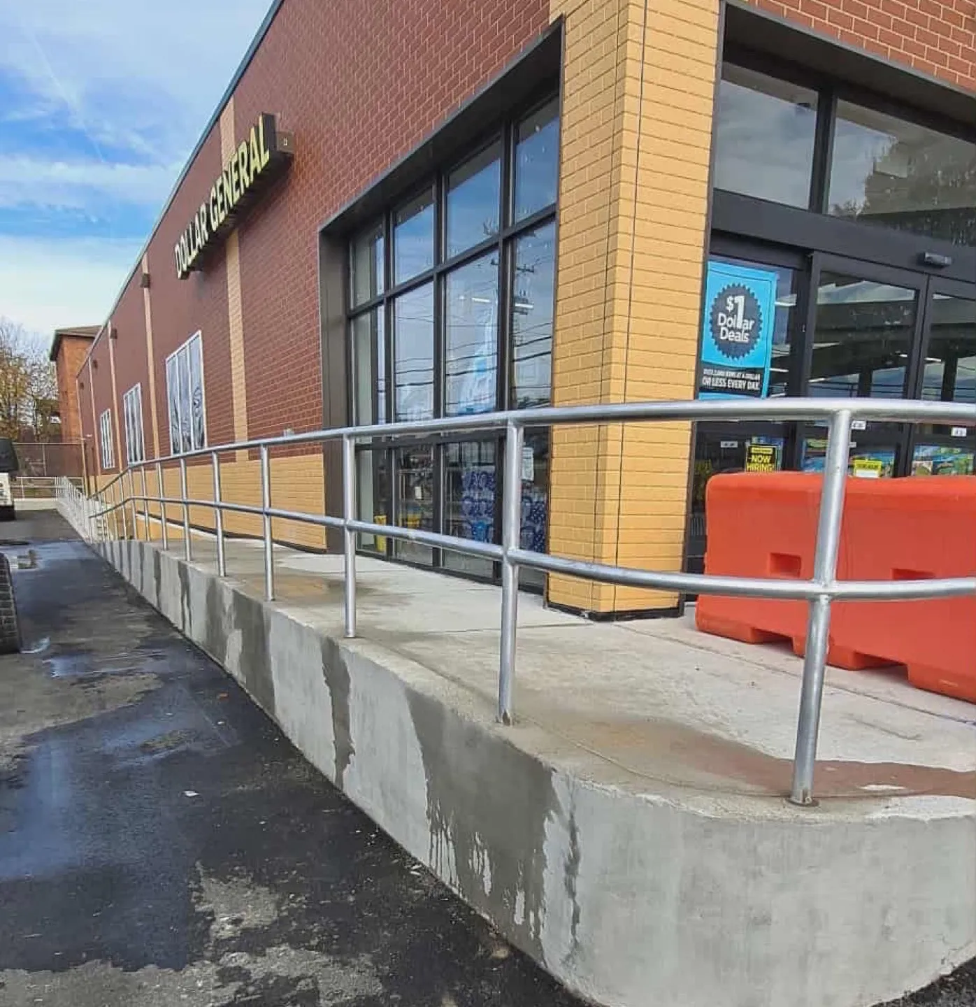 Commercial ADA-compliant railing at Dollar General storefront