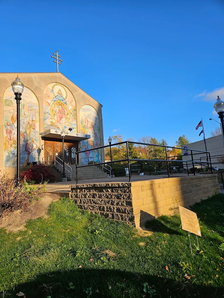Exterior handrails at building entrance